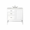 James Martin Vanities Addison 36in Single Vanity, Glossy White w/ 3 CM Eternal Serena Top E444-V36-GW-3ESR